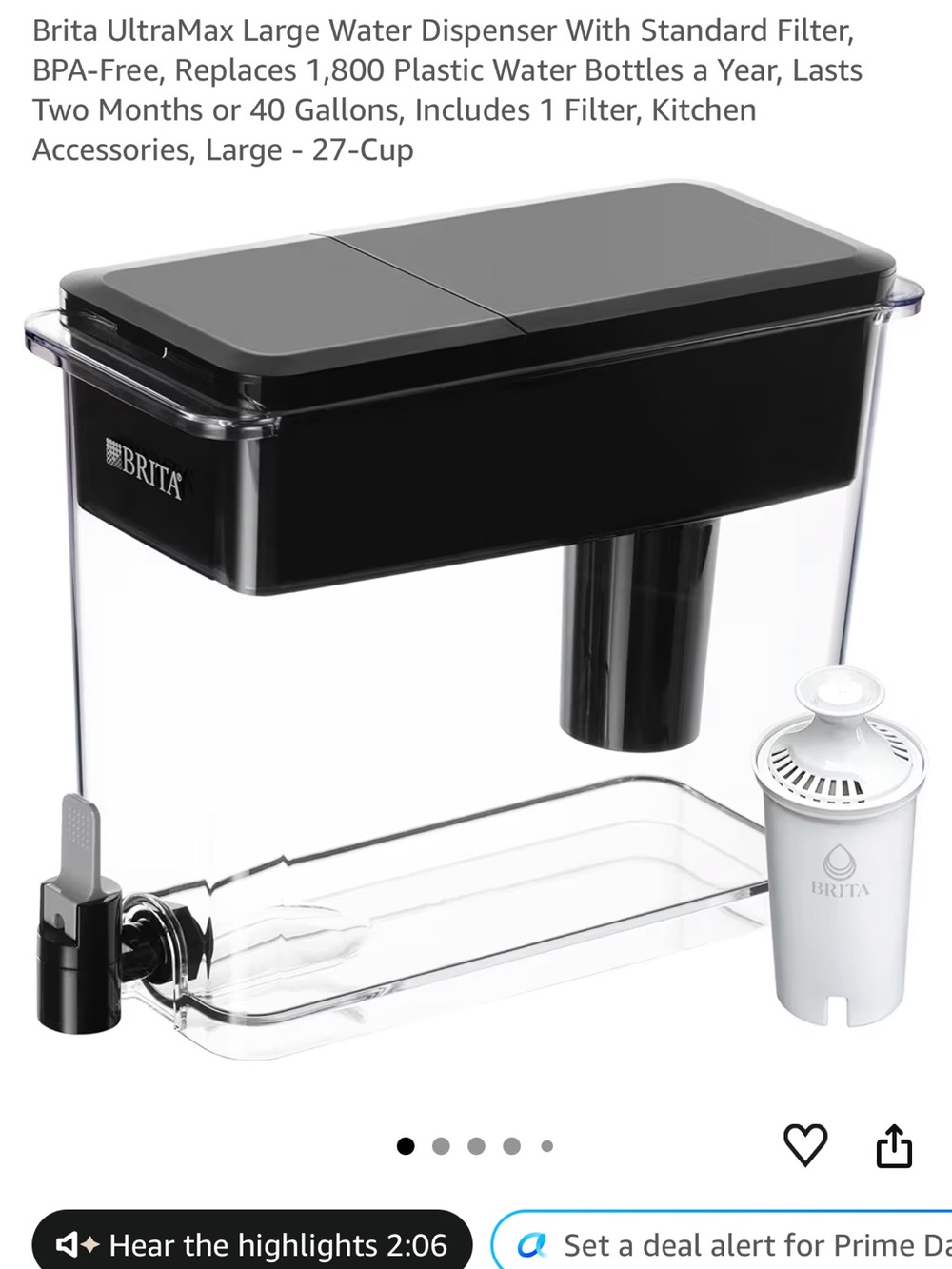 Brita Water Dispenser with 5 extra filters